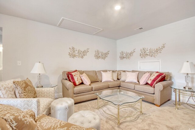 160 Juniata Loop, Little River, SC 29566 - carpeted living room with attic access