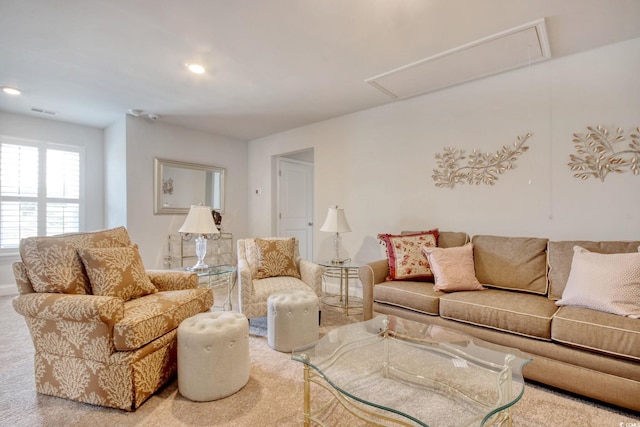 160 Juniata Loop, Little River, SC 29566 - carpeted living room with attic access and recessed lighting