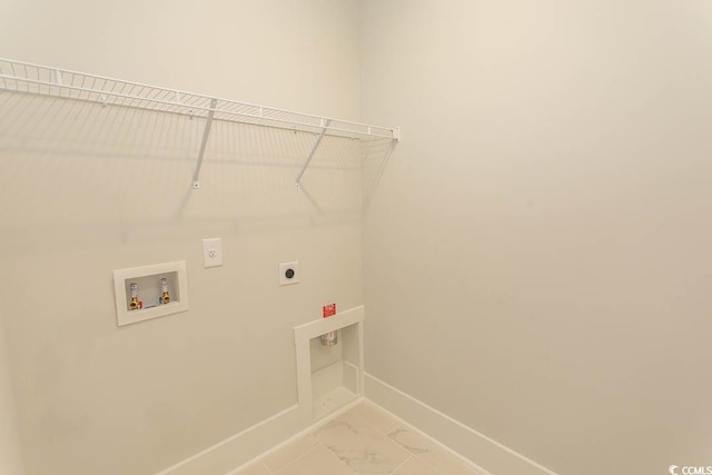 1514 Saw Palmetto St, North Myrtle Beach, SC 29582 - washroom featuring electric dryer hookup, hookup for a washing machine, and light marble finish flooring