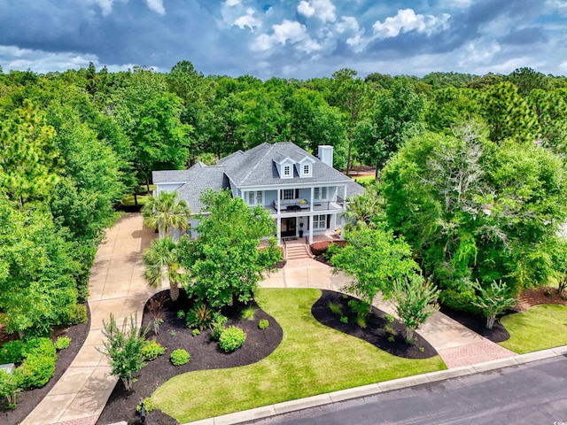 155 Preservation Cir, Pawleys Island, SC 29585 - aerial view of property and surrounding area featuring a heavily wooded area