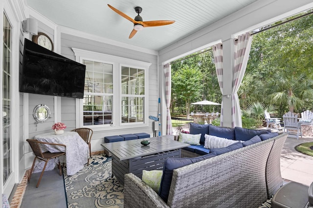155 Preservation Cir, Pawleys Island, SC 29585 - view of patio with outdoor lounge area, outdoor dining area, and ceiling fan