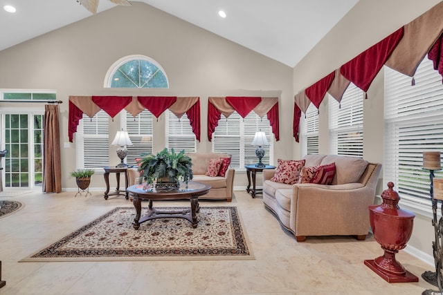 327 Trestle Way, Conway, SC 29526 - living room with recessed lighting and high vaulted ceiling