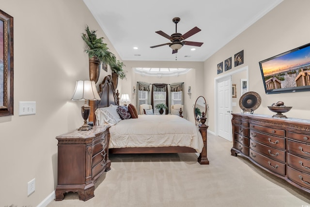 327 Trestle Way, Conway, SC 29526 - bedroom with crown molding, carpet flooring, recessed lighting, and ceiling fan