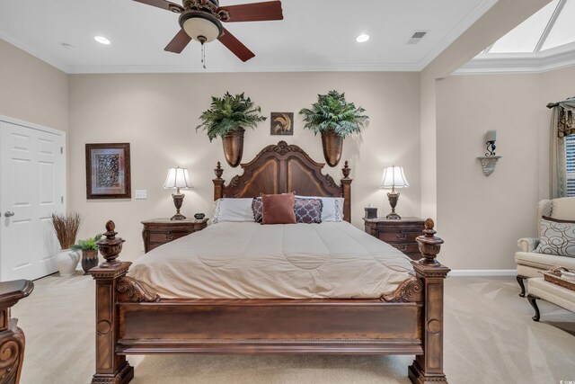 327 Trestle Way, Conway, SC 29526 - bedroom featuring carpet floors, crown molding, recessed lighting, and a ceiling fan