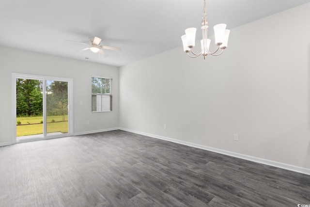 623 Harrison Mill St Unit 623, Myrtle Beach, SC 29579 - spare room with a ceiling fan, dark wood-style flooring, and a chandelier