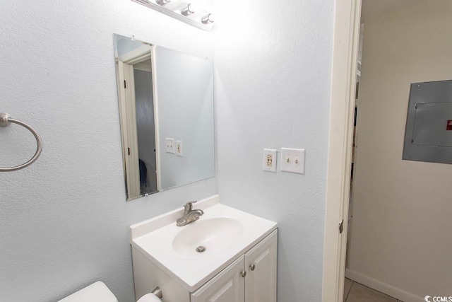 5905 S Kings Hwy Unit 1414, Myrtle Beach, SC 29575 - bathroom featuring electric panel, vanity, and tile patterned floors