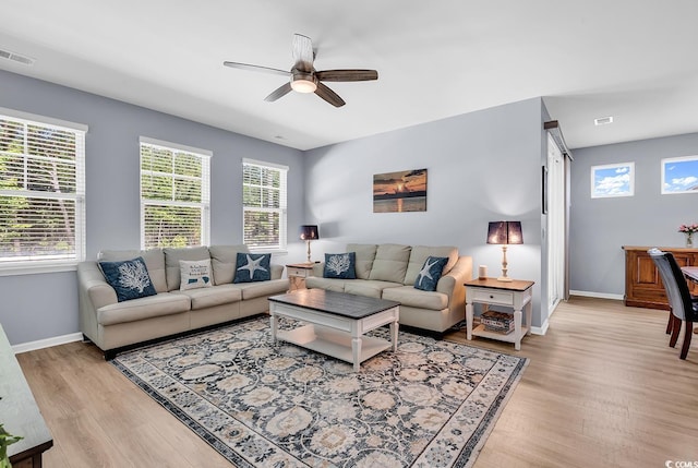 520 Cattle Drive Cir, Myrtle Beach, SC 29588 - living room featuring a ceiling fan and light wood-type flooring