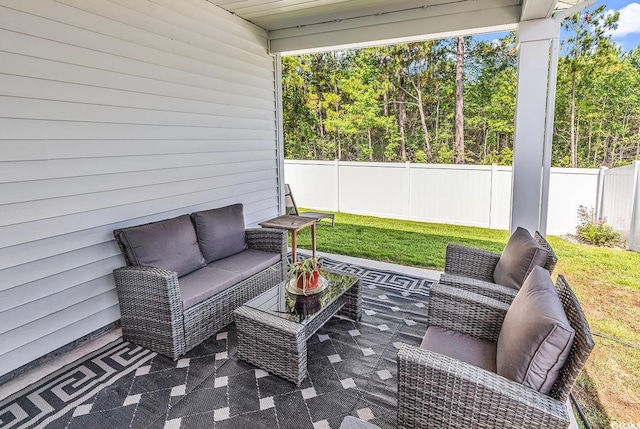 520 Cattle Drive Cir, Myrtle Beach, SC 29588 - fenced backyard with outdoor lounge area and a patio