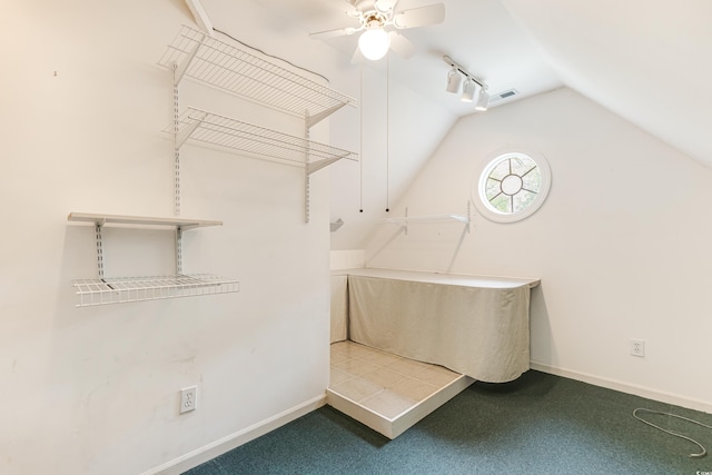 469 White Heron Ct SW, Sunset Beach, NC 28468 - walk in closet featuring vaulted ceiling and ceiling fan