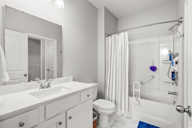 215 Kendrick St, Little River, SC 29566 - full bathroom with vanity, marble look tile flooring, and shower / bath combination with curtain