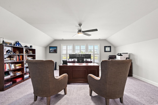 215 Kendrick St, Little River, SC 29566 - office area with vaulted ceiling, light colored carpet, and ceiling fan
