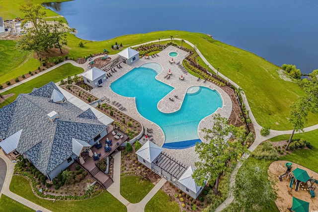 215 Kendrick St, Little River, SC 29566 - aerial view of a pool and a nearby body of water