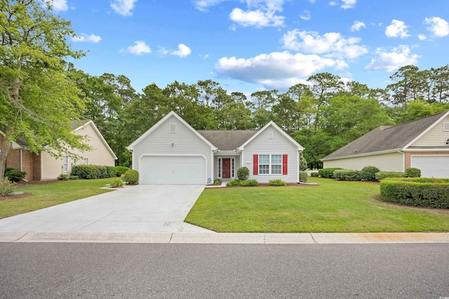 4554 Fringetree Dr, Murrells Inlet, SC 29576 - view of front of property featuring concrete driveway, a front yard, and an attached garage