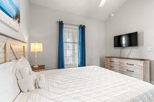 4846 Carnation Cir Unit 301, Myrtle Beach, SC 29577 - bedroom with a ceiling fan and vaulted ceiling