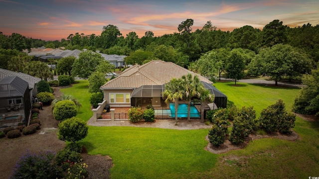 7961 San Marcello Dr, Myrtle Beach, SC 29579 - aerial view at dusk of view of pool area