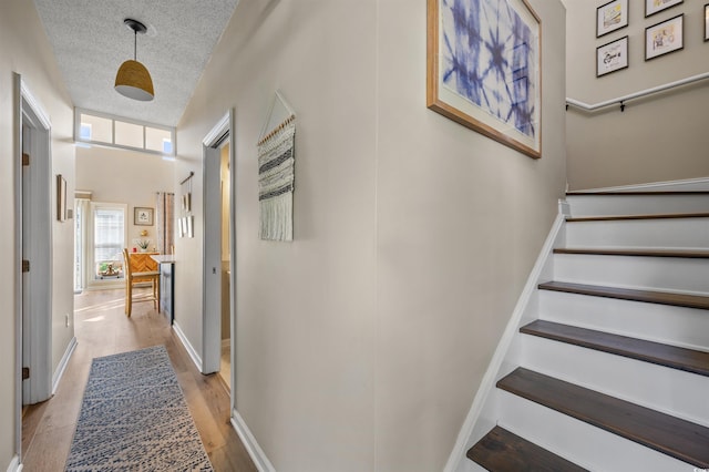 1984 Green Fern Ln Unit 1984, Myrtle Beach, SC 29579 - hall with light wood-style flooring, stairs, and a textured ceiling