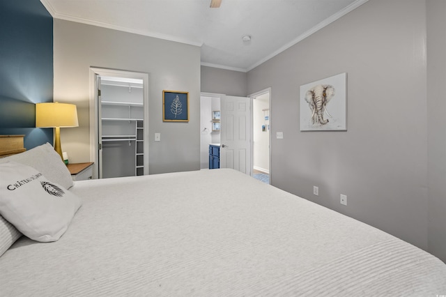 1984 Green Fern Ln Unit 1984, Myrtle Beach, SC 29579 - bedroom with ornamental molding, a walk in closet, ceiling fan, and a closet