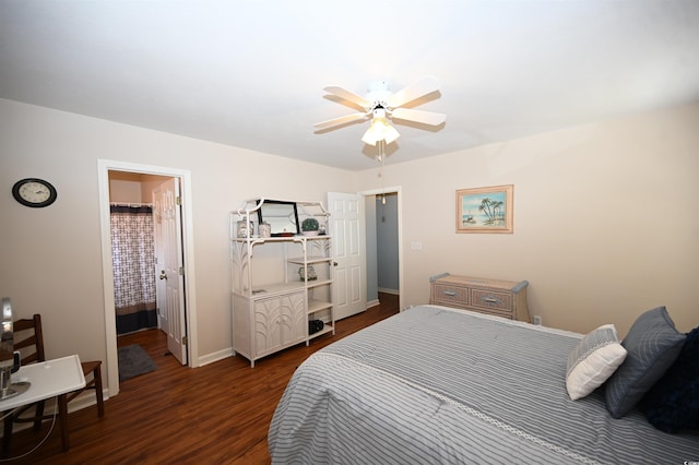 950 Tiffany Ln, North Myrtle Beach, SC 29582 - bedroom featuring dark wood-style flooring and ceiling fan