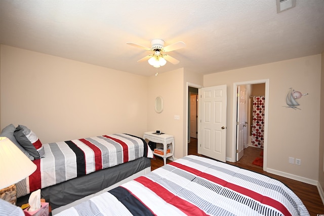 950 Tiffany Ln, North Myrtle Beach, SC 29582 - bedroom featuring dark wood-style flooring and ceiling fan
