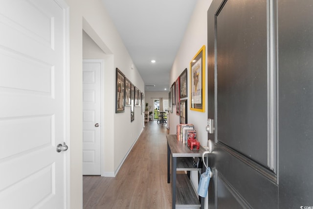 1029 Saltgrass Way, Myrtle Beach, SC 29588 - hall featuring wood finished floors and recessed lighting