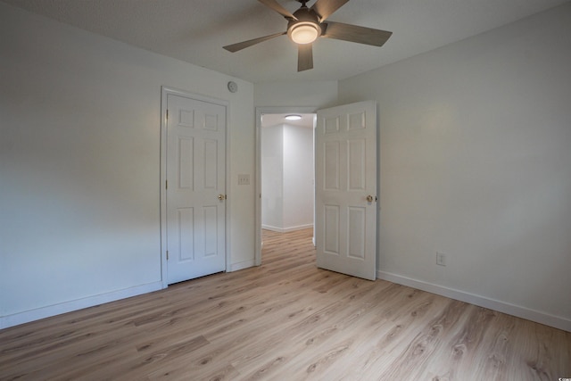 1897 Mossberg Dr, Sumter, SC 29150 - unfurnished bedroom with light wood-type flooring and ceiling fan