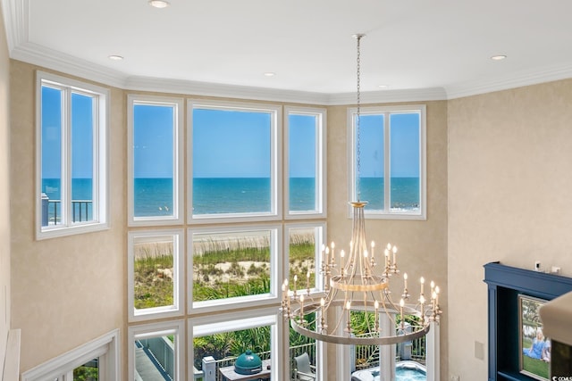 100 Ocean Park Loop, Georgetown, SC 29440 - detailed view of a chandelier, nearby water, and ornamental molding