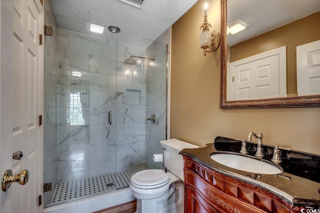 1473 Basin Trl, Murrells Inlet, SC 29576 - bathroom featuring a shower stall, a textured ceiling, and vanity