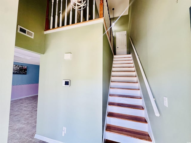 3978 Tybre Downs Cir Unit 3978, Little River, SC 29566 - stairs with a high ceiling and tile patterned floors