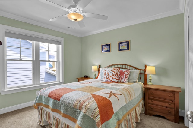 421 30th Ave S, Sunset Beach, NC 28468 - carpeted bedroom with ornamental molding and ceiling fan