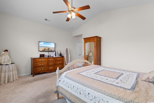 637 Grand Cypress Way, Murrells Inlet, SC 29576 - bedroom with light carpet, ceiling fan, and high vaulted ceiling