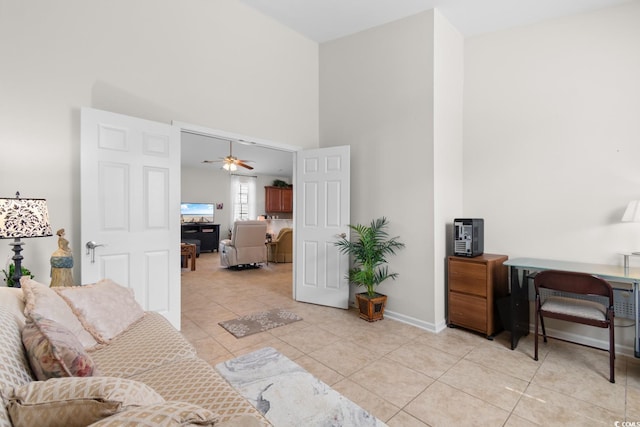 637 Grand Cypress Way, Murrells Inlet, SC 29576 - home office with a high ceiling, light tile patterned flooring, and ceiling fan
