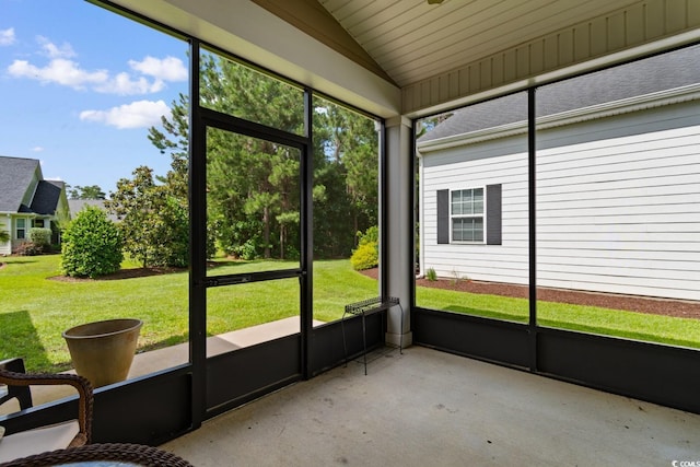 637 Grand Cypress Way, Murrells Inlet, SC 29576 - unfurnished sunroom with lofted ceiling