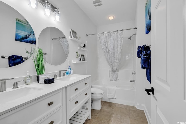 4821 Luster Leaf Cir Unit 202, Myrtle Beach, SC 29577 - bathroom with shower / bath combo with shower curtain, double vanity, and tile patterned flooring