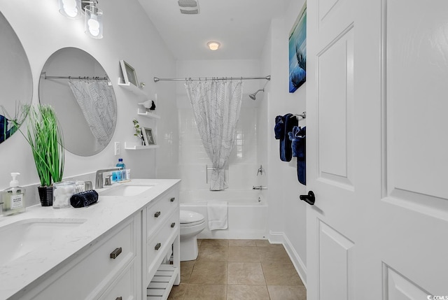4821 Luster Leaf Cir Unit 202, Myrtle Beach, SC 29577 - full bath with shower / bath combination with curtain, double vanity, and tile patterned flooring
