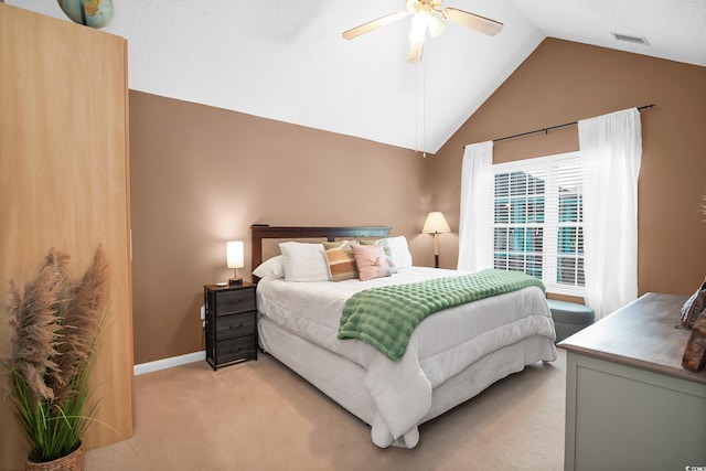 174 Edward Ave, Murrells Inlet, SC 29576 - bedroom featuring light colored carpet, lofted ceiling, and a ceiling fan
