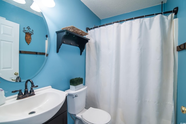 174 Edward Ave, Murrells Inlet, SC 29576 - bathroom with vanity, a textured ceiling, and a shower with shower curtain