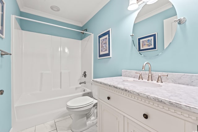 1032 Chelsey Cir, Conway, SC 29526 - bathroom with crown molding, vanity, marble finish flooring, and shower / bath combination