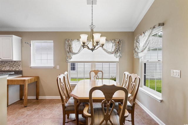 2210 Haystack Way, Myrtle Beach, SC 29579 - dining room with a chandelier, light tile patterned floors, and crown molding