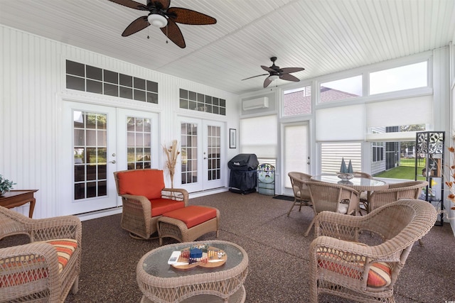 2210 Haystack Way, Myrtle Beach, SC 29579 - sunroom / solarium with french doors, an AC wall unit, and healthy amount of natural light