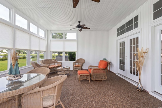 2210 Haystack Way, Myrtle Beach, SC 29579 - sunroom / solarium with french doors, ceiling fan, and an outdoor hangout area