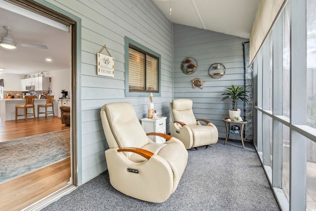 775 Plantation Dr Unit 53, Little River, SC 29566 - sunroom featuring lofted ceiling and ceiling fan