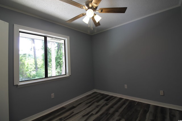 950 Forestbrook Rd Unit B-8, Myrtle Beach, SC 29588 - empty room with dark wood finished floors, ceiling fan, ornamental molding, and a textured ceiling