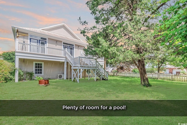 5 Tiara Ln, Murrells Inlet, SC 29576 - back of house with stairway, a wooden deck, and a metal roof