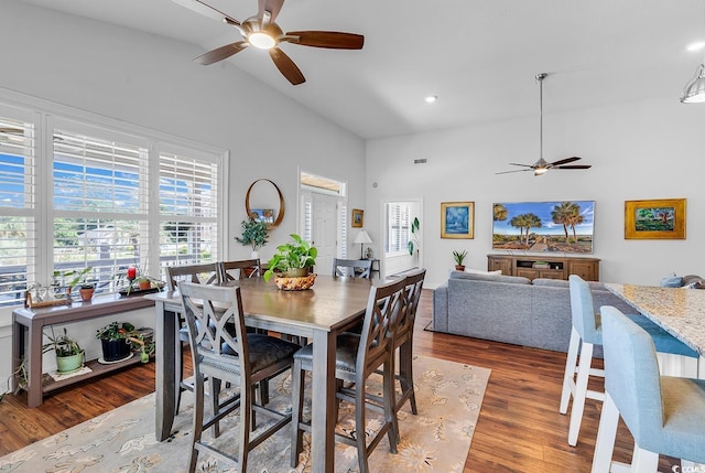 5 Tiara Ln, Murrells Inlet, SC 29576 - dining room with ceiling fan, wood finished floors, plenty of natural light, and recessed lighting