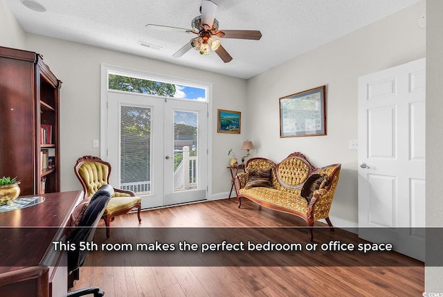 5 Tiara Ln, Murrells Inlet, SC 29576 - living area featuring ceiling fan, wood finished floors, and french doors