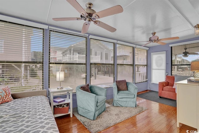 6001-1459 S Kings Hwy, Myrtle Beach, SC 29575 - bedroom featuring wood finished floors and ceiling fan
