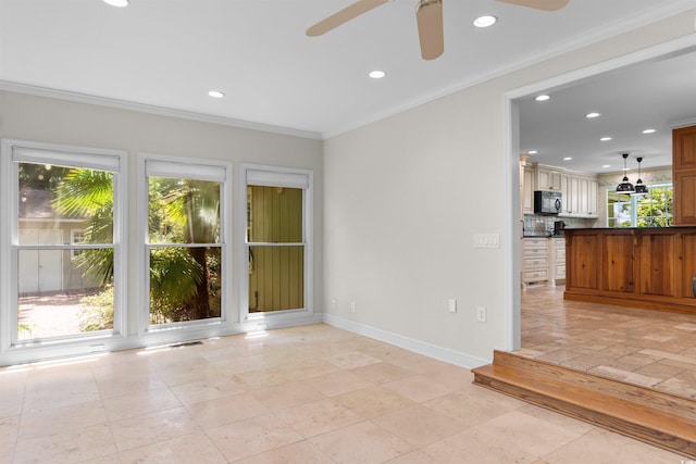 571 Fernwood Rd, Murrells Inlet, SC 29576 - spare room with ceiling fan, recessed lighting, and ornamental molding