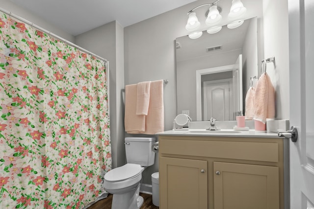 264 Switchgrass Loop, Little River, SC 29566 - bathroom with vanity, wood finished floors, and a shower with curtain