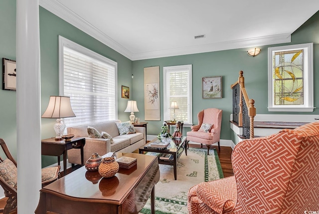 128 Knotty Pine Way, Murrells Inlet, SC 29576 - living area with wood finished floors and crown molding