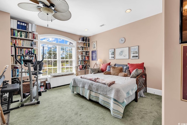 128 Knotty Pine Way, Murrells Inlet, SC 29576 - bedroom with carpet, recessed lighting, and a ceiling fan